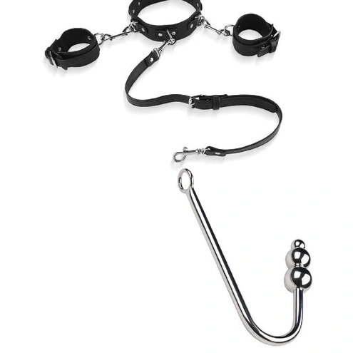Collar Elegant with Anal Hook Beaded Cuffs 5334 and 1017